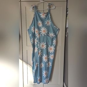 Women's Sunflower Floral Blue Yellow White Jumpsuit